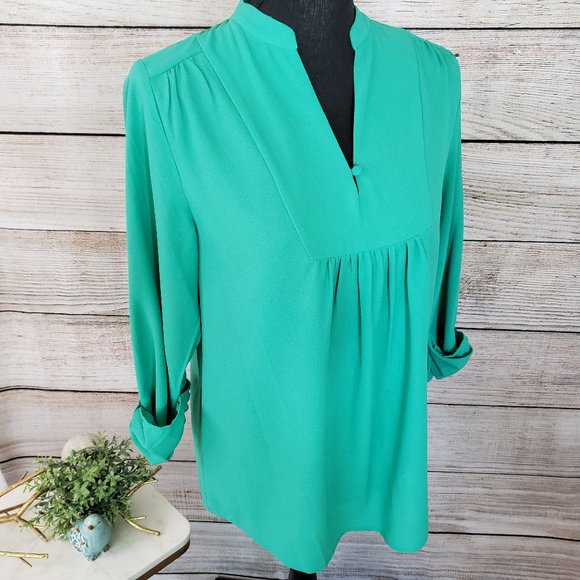 BRIXON IVY AQUA GREEN V-NECK L/S TOP - SMALL - Picture 9 of 13